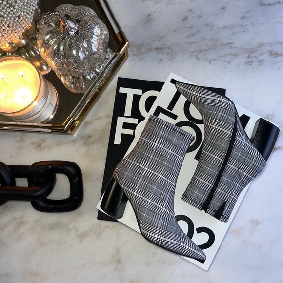 Jeffrey Campbell Sport Plaid Pointy Toe Bootie in Gray - Picture 3 of 17